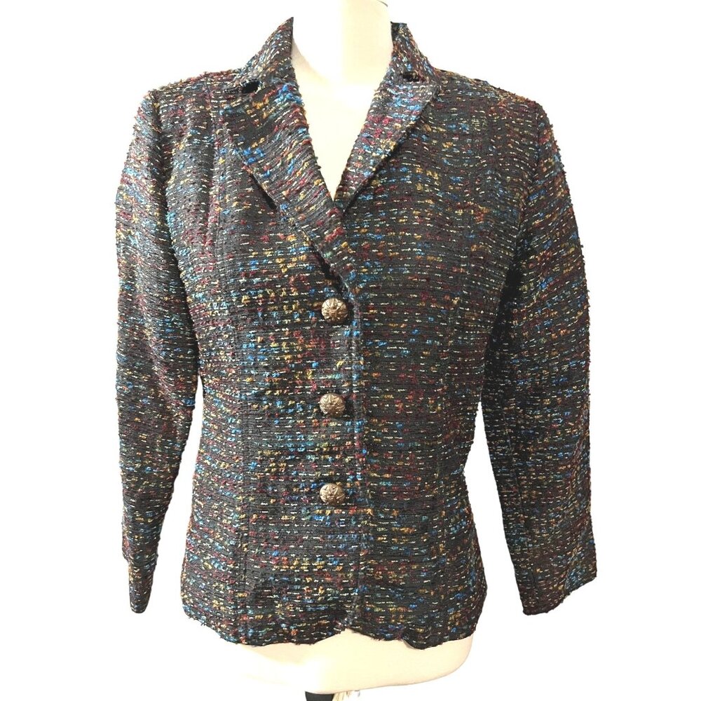 Vintage Colorful Blazer by Erin London Brown Sz Small Womens Warm Winter Coat
